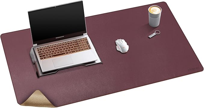 Mydours Dual-Sided Desk Pad, 40" x 20"Large Mouse mats Cork & PU Leather for Office and Home Work, Waterproof Desk Mats on The Top of Desks (Burgundy)