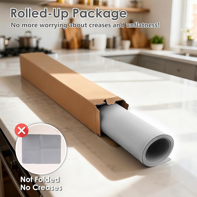 Extra Large Silicone Mat for Resin 36.2" x 24", 2MM Thick Silicone Craft Mat for Table, Multifunction Silicon Matt for Kitchen Countertop Protector Heat Resistant Placemat by Foepoge(Gray)