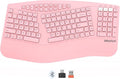 MEETION Ergonomic Keyboard Wireless, Multi-Device Bluetooth Keyboard, Full-Sized Rechargeable Split Computer Keyboards, Wrist Rest for Natural Typing, for Windows/Mac/Laptop/Table/PC, Pink