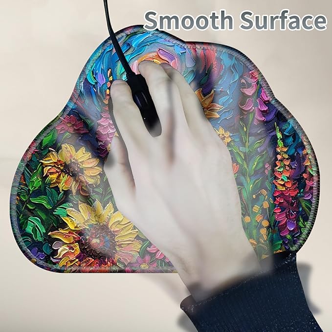Cute Mouse Pad Plus 1 Coaster, Small Gaming Mouse Mat 11.8 x 9.45 inches, Travel Mouse Pads with Durable Stitched Edges Non-Slip Base, Vibrant Watercolor Flowers Decor Mousepad for Office Home