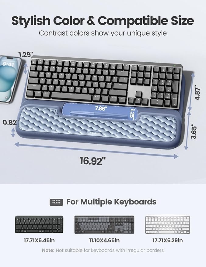Vaydeer Wrist Rest with Keyboard Stand, Computer Wrist Support Pad, Ergonomic Keyboard Riser Holder Lift Tray with Wrist Pad, Soft Memory Foam Desk Cushion, Palm Hand Typing for Office Home Gift-Pink