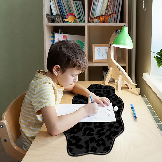 Black Leopards Large Gaming Mouse Pad Plus a Coaster, 35.4 x 15.7 inches Desk Mat Extended XXL Mousepad with Stitched Edge Non-Slip Rubber, Desk Pad Computer Mouse Mat for Home Office