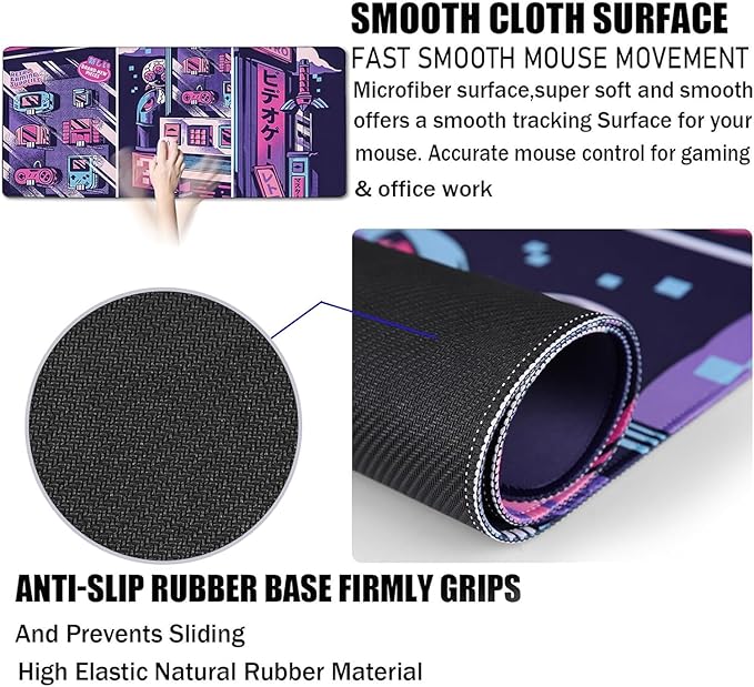 Japanese Comic Desk Mat Large Office Desk Pad, Gaming Mouse Pad, Big Mousepad PC Waterproof and Non-Slip, 35.4 x 15.7 Inches Large Mouse Mat Long Extended Mousepads for Office & Home Work