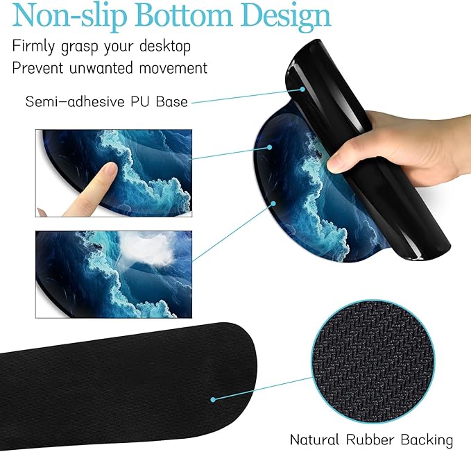 Galaxy Mouse Pad Set Large Desk Matt for Desktop, Ergonomic Mouse Pad with Wrist Rest, Gaming Mousepad Wrist Support Keyboard Mat Cup Coaster Set Cute Office Desk Decor Accessories
