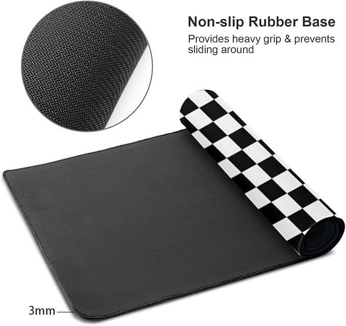 Black and White Checkered Mouse Pad Gaming XL Large Mousepad Desk Mat Long Extended Big Keyboard Pads Table Accessories for Gaming and Office Pc Laptop Computer 31.5 X 11.8 Inch