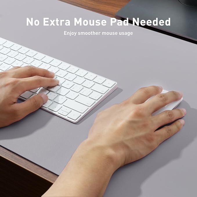 Aothia Faux Leather Desk Mat - Non-Slip PU Leather Desk Blotter, Waterproof Writing Surface, Large Desk Pad for Office & Home (Smoky Lavender, 55" x 24")