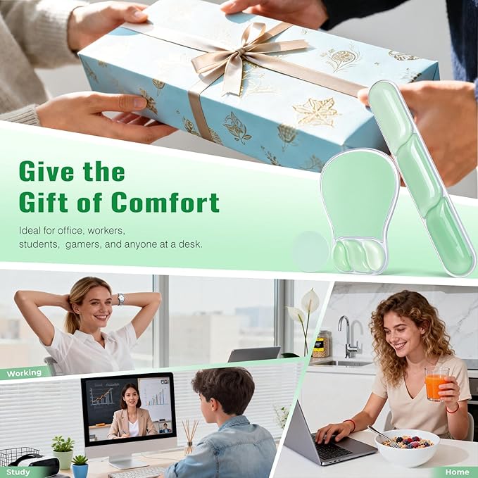 Ospelelf Mouse Pad with Wrist Rest Set Gel Ergonomic Keyboard Wrist Support Anti-Slip Rubber Bottom Office Women Desk Accessories for Computer, Laptop and Gaming, Green