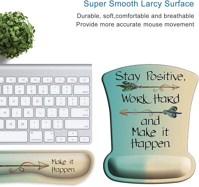 ITNRSIIET Mouse Pad Wrist Support Keyboard Wrist Rest Pad Ergonomic Mousepad Non-Slip Memory Foam Keyboard Pad Easy Typing Pain Relief Perfect for PC Laptop Gaming Office, Inspirational Quote