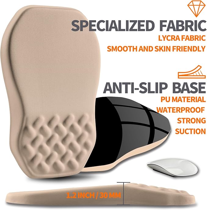 Ergonomic Slope Mouse Pad Wrist Support, Wrist Rest Mousepad for Carpal Tunnel with Massage Bulge and Slow Rebound Memory Foam (12x8 inch, Sand Color)