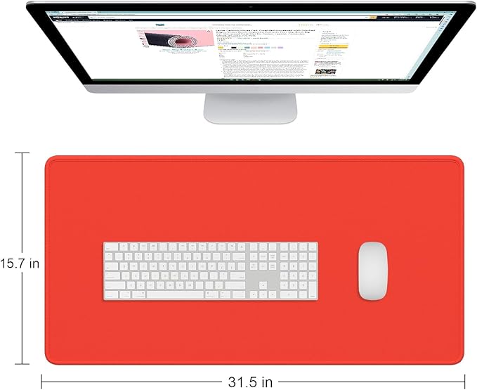 Dapesuom Large Gaming Mouse Pad, Extended Mouse Mat with Stitched Edges, Full Size Keyboard Pad with Non-Slip Base, Big XXL Computer Desk Mats for Gamer, Laptop, Office, 31.5 x 15.7 in, Red