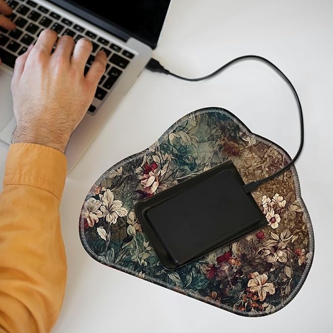 Cute Mouse Pad Plus 1 Coaster, Small Gaming Mouse Mat 11.8 x 9.45 inches, Travel Mouse Pads with Durable Stitched Edges Non-Slip Base, Dark Art Flowers Decor Mousepad for Office Home