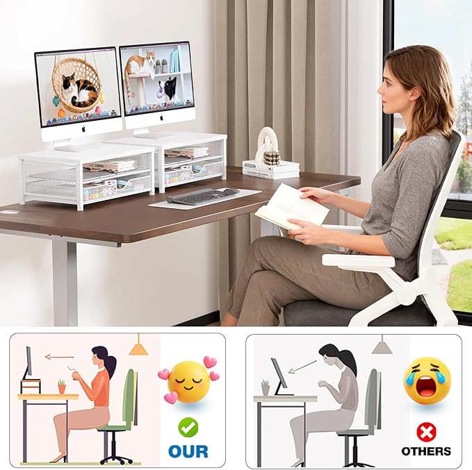 OPNICE Computer Monitor Stand Riser – White
