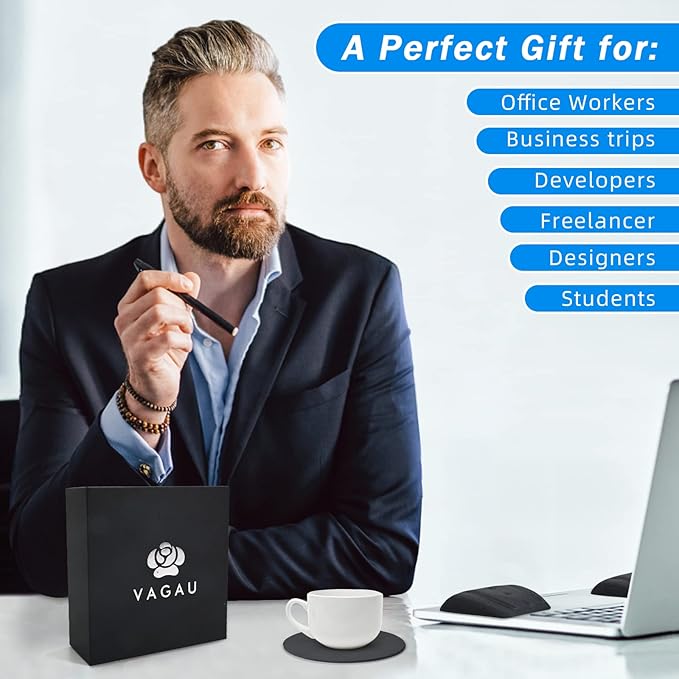 VAGAU Wrist Rests for Laptop, Wrist Support for Keyboard and Mouse, Ergonomic Memory Foam Wrist Pads for Laptop, Office, Computer, Comfortable Typing Support (Black)