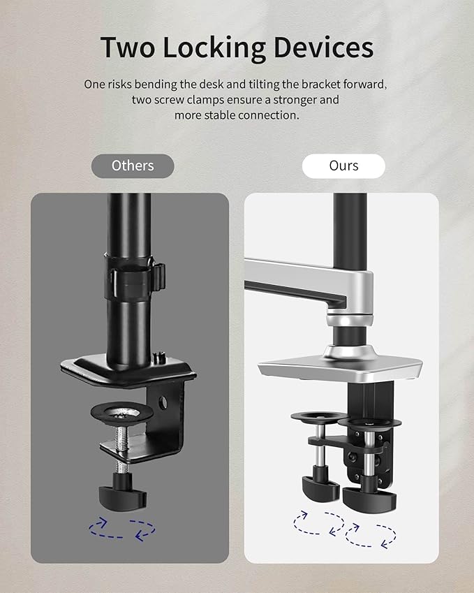 Premium Dual Monitor Stand for Desk, High-Grade Aluminum Stacked Monitor Arm with Heavy-Duty Mechanical Spring, Adjustable Vertical Double Monitor Mount for 13-40 inch Screens, Silver