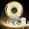 32.8FT/10m COB LED Strip Light, Warm White 3000K LED Tape Lights, 3200LEDS CRI93+ Flexible Dimmable Light Strip for Bedroom TV Backlight Mirror Kitchen Cabinet Wall Decor(with Plug)