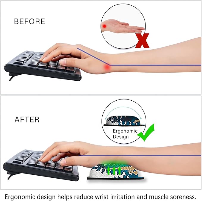 ArtSo Mouse Pad Keyboard Wrist Rest Support Ergonomic, Upgraded Cushion Mousepad Gel Memory Foam Non-Slip Rubber Base Wrist Support & Easy Typing for Home, Office, Abstract Mountain