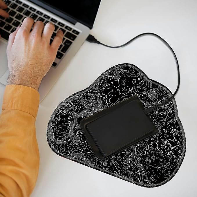Cute Mouse Pad Plus 1 Coaster, Small Gaming Mouse Mat 11.8 x 9.45 inches, Travel Mouse Pads with Durable Stitched Edges Non-Slip Base, Lunar Surface Decor Mousepad for Office Home