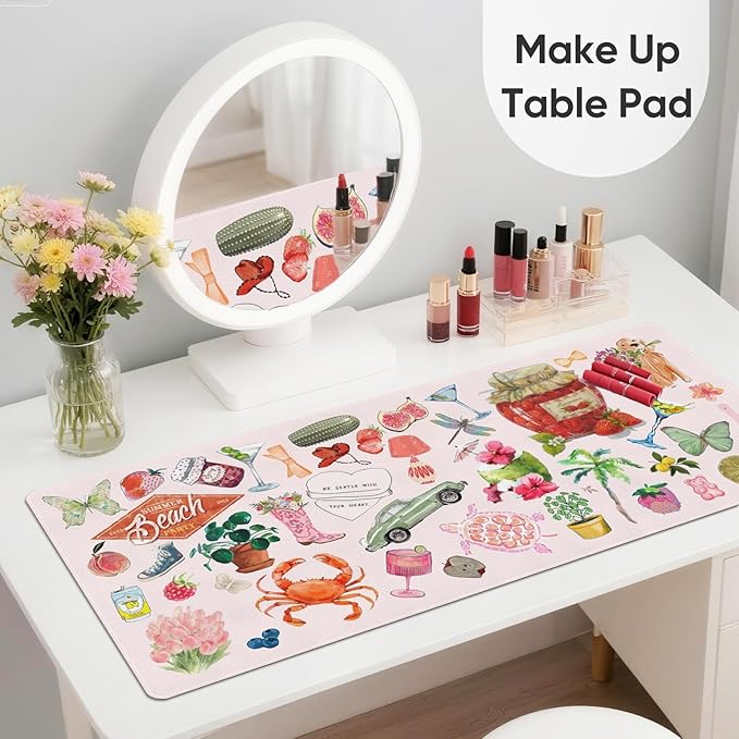 Desk Mat, Pink Leather Desk Pad Blotter Protector, XXL Large Mouse Pad,Computer Laptop Mouse Pads for Desktop,Waterproof Writing Anti-Slip Mousepad for Office and Home I Cute Funny Stickers
