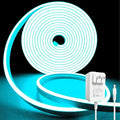 5M Neon Rope Light,12V Ice Blue LED Strip Lights with Power Plug, Waterproof Flexible Dimmable Neon Strip Lights Kit for Bedroom TV Backlight Gaming Room Monitor Kitchen Cabinet Indoor Outdoor Decor