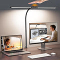 Syrinx LED Desk Lamp for Office Home – Eye Caring Dual Head Desk Light with Flexible Goose-Neck, Clamp, Motion Sensor/Wired Control, 50 Lighting Modes with Memory/Timer, Table Lamp for Study, Drafting
