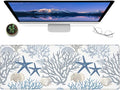 Nautical Coastal Gaming Mouse Pad,12x31.5in Non-Slip Rubber Beach Desk Mat,Large Extended Mousepad for Office Home Laptop,Mice Pads Gifts,Game Lover Deskmat Decor (Coral Starfish Seashell)