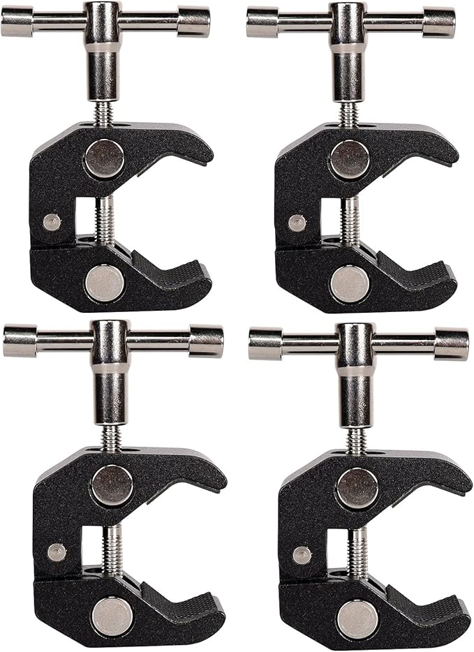 4Pack Super Clamp with 1/4 and 3/8 Thread for Photography,Camera Monitor, Plate Glass,LED Light, Umbrellas,Hooks, Shelves, Cross Bars,Photo Accessories