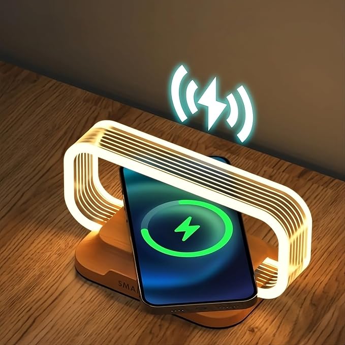 Bedside Table Lamp Wireless Charger, Touch Nightstand Lamp with USB Port Desk Lamp with Modern LED Light Dimmable for Bedroom, Living Room, Office, 3 Way Touch Control Stepless Dimming