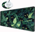 Grass Black Cat Mouse Pad Gaming Desk Mat 24x12 Mousepad XL Desk Pad Long Computer Mat Large Mouse Pads for Wireless Mouse Office Work Women