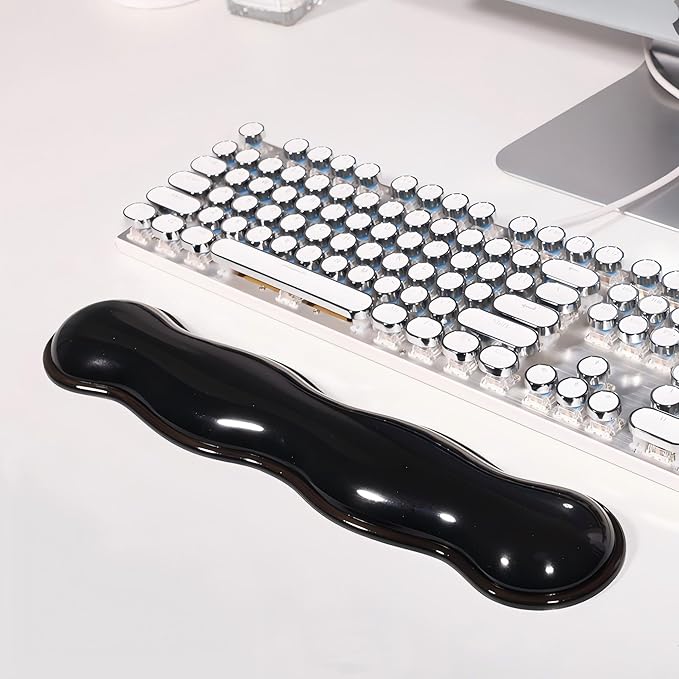 Gel Keyboard Wrist Rest Set, Clear Wrist Rest for Keyboard and Mouse, Ergonomic Keyboard Mouse Wrist Rest for Typing, Suitable for Office, Gaming, Computer, Laptop - Black