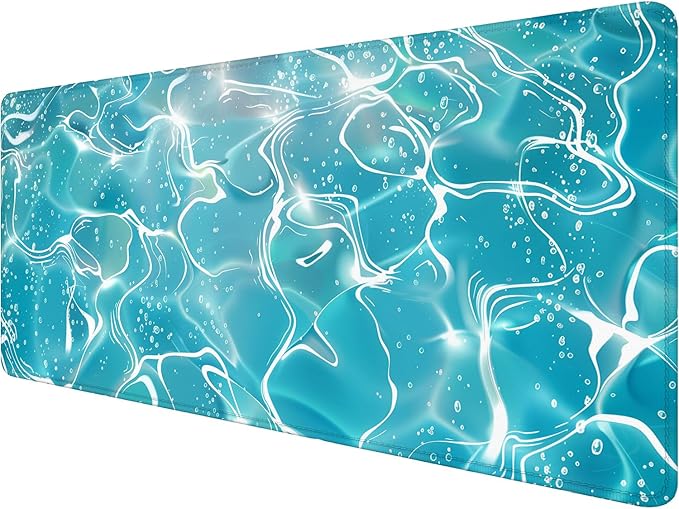 Anime Wave Desk Mat Gaming Mouse Pad Blue Ocean Waves Water Mousepad XL Large Gaming Mouse Pad Laptop Keyboard Mat Desk Pad Office Home Decor for Women Girl 31.5"x11.8"