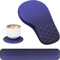 EYROZILL 3 in 1 Ergonomic Mousepad with Wrist Rest, Gaming Keyboard Mouse Pad with Wrist Support Non-Slip Base Massage Design (Blue/Black)