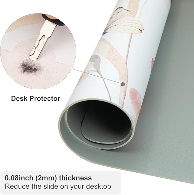 Colorful Star Large Mouse Pad, Watercolor Floral Desk Mat Office Supplies, Waterproof PU Leather Gaming Mousepad for Women Girls, Butterflies Desk Pad Home Office Décor Accessories 31.5" x 15.7"