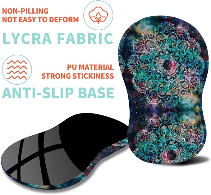 Ergonomic Mouse Pad Wrist Support with Memory Foam Massage Bulge, Wrist Ergonomic Support Mousepad Wrist Rest for Mouse (12x8 inch, Mandala)