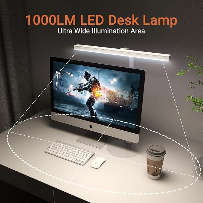 LED Desk Lamp for Home Office, 360° Flexible Gooseneck Desk Light with 3 Color Modes & 10 Brightness, Eye-Caring Adjustable Task Light for for Piano, Computer, Workbench, 10W, 1000LM (White)
