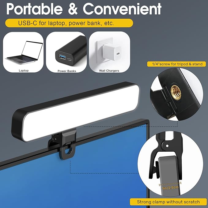 ALTSON 16W 2PCs Video Conference Lighting, LED Streaming Light Clip-On, Zoom Lighting for Computer Monitor Webcam Laptop, Desk Ring Light for Video Recording Podcast, Eye-Caring&360° Rotary Backlight
