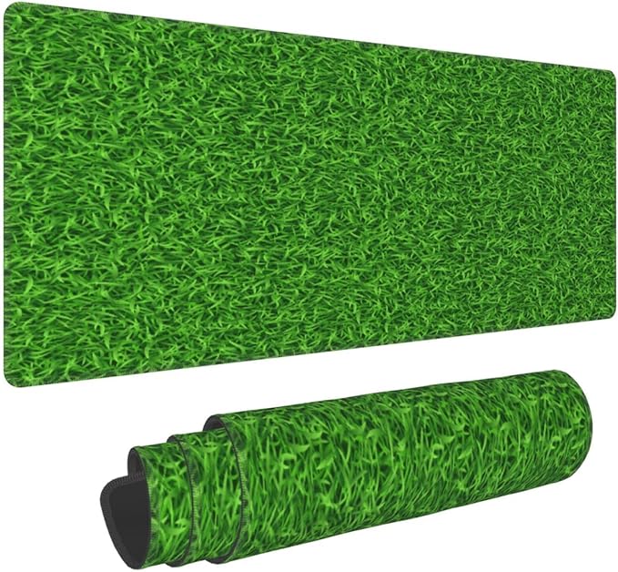 Large Mouse Pad XXL, Green Grass Print Gaming Mouse Pad, Big Desk Mat with Stitched Edges Mousepad for Gaming Keyboard Computer Laptop Office, 31.5'' X 12''
