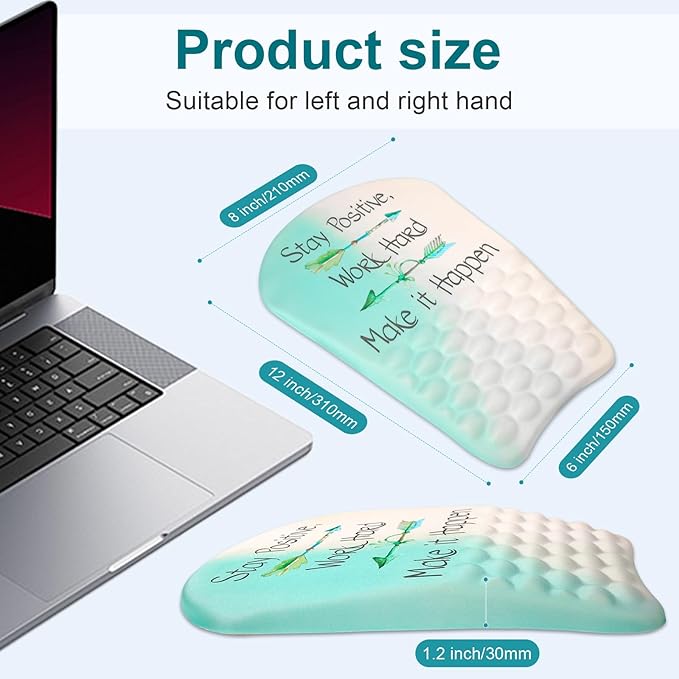 Ergonomic Sloped Mouse Pad with Massage Wrist Rest, Wrist Mouse pad with Memory Foam Non-Slip PU Base, Mouse Pad with Wrist Support for Wireless Mouse & Desk, Y Make it Happen