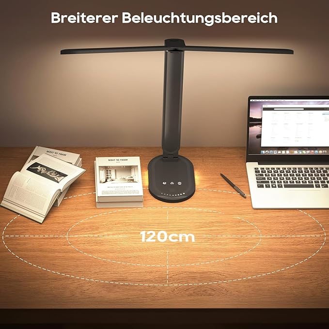 LED Desk Lamp with Dimmable Light, 5 Color Temperatures 3000K-6500K, 10 Brightness Levels, Modern Task Light for Home Office, 2 Pack