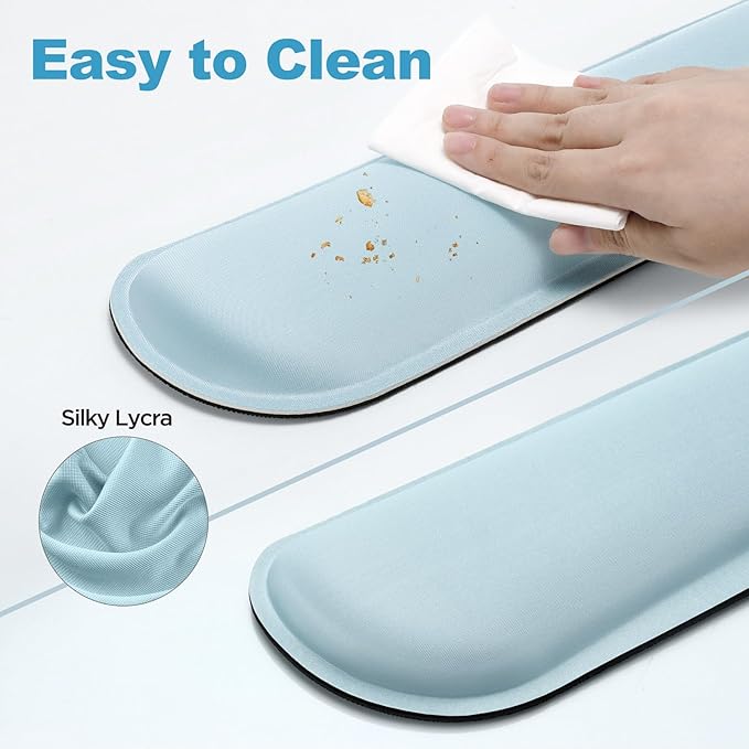 Gimars Upgrade Enlarge Gel Memory Foam Set Keyboard Wrist Rest Pad, Mouse Wrist Cushion Support for Office, Computer, Laptop, Mac, Comfortable, Lightweight for Easy Typing,Sky Blue