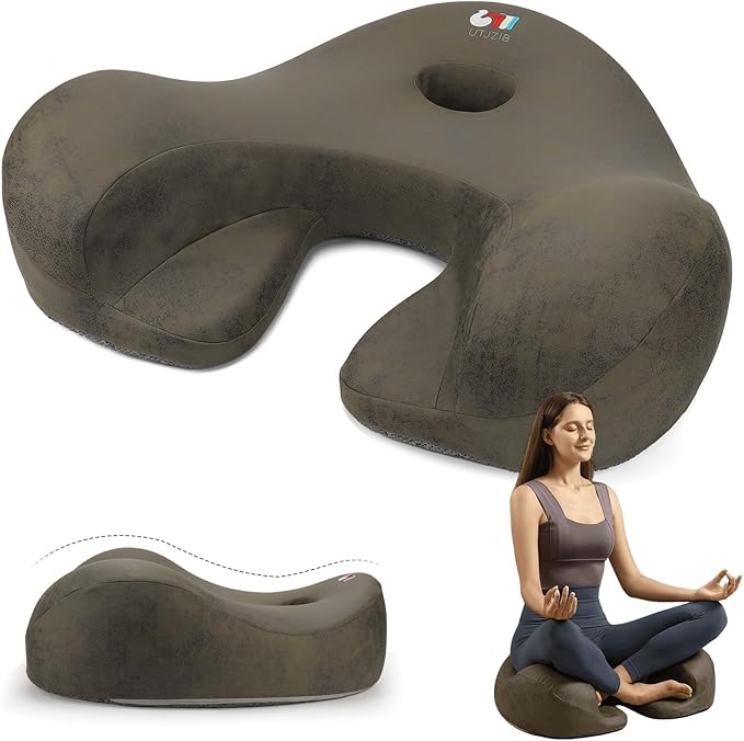 Meditation Cushion & Yoga Seat for Meditation - Cross Leg Floor Cushion for Meditator at Home, Ergonomic Comfortable Memory Foam Zafu Relieves Numbness Tailbone & Hip Pain from Long Sitting.