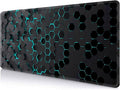 IMAYONDIA Black Blue Honeycomb Modern Gaming Large Mouse Pad XL(35.4x15.7 in), Geometric Shapes Cool Extra Large Mousepad, Computer Pad, Non Slip Rubber Desk Pad Mat