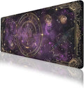 Purple Star Moon Card Desk Pad Mouse Pad Mysterious Galaxy Large Gaming Mouse Mat with Stitched Edges,Non-Slip Waterproof Rubber Base Mous Mat 35.4"x15.7" Office Computer Keyboard Laptop Home