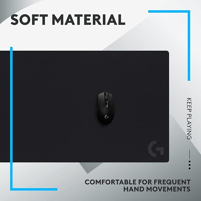 Logitech G840 XL Cloth Gaming Mouse Pad - 0.12 in Thin, Stable Rubber Base, Performance-Tuned Surface - Black