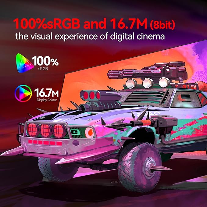 24 Inch Gaming Monitor, FHD 1080P 165Hz Monitor, IPS Display, Free-sync Compatible, 99% SRGB Color Gamut VESA 100 * 100mm Eye Care, Ultra-Slim Frame, Black