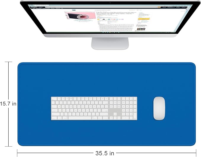 Dapesuom Large Gaming Mouse Pad, Extended Mouse Mat with Stitched Edges, Full Size Keyboard Pad with Non-Slip Base, Big XXL Computer Desk Mats for Gamer, Laptop, Office, 35.5 x 15.7 in, Dark Blue