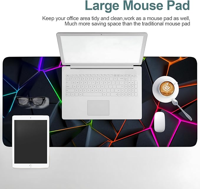 Energy Band Extended Gaming Mouse Pad 35.4x15.7Inch Large Desk Mat Anti-Slip Rubber Base & Durable Stitched Edges for Gamers Smooth Mouse Writing Surface for Desk Office/Home