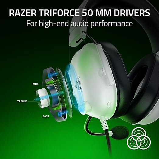 Razer BlackShark V2 X Xbox Gaming Headset: 50mm Drivers - Cardioid Mic - Lightweight - Comfortable Noise Isolating Earcups - for Xbox Series X, Series S, PS5, PC, Switch via 3.5mm Audio Jack - White