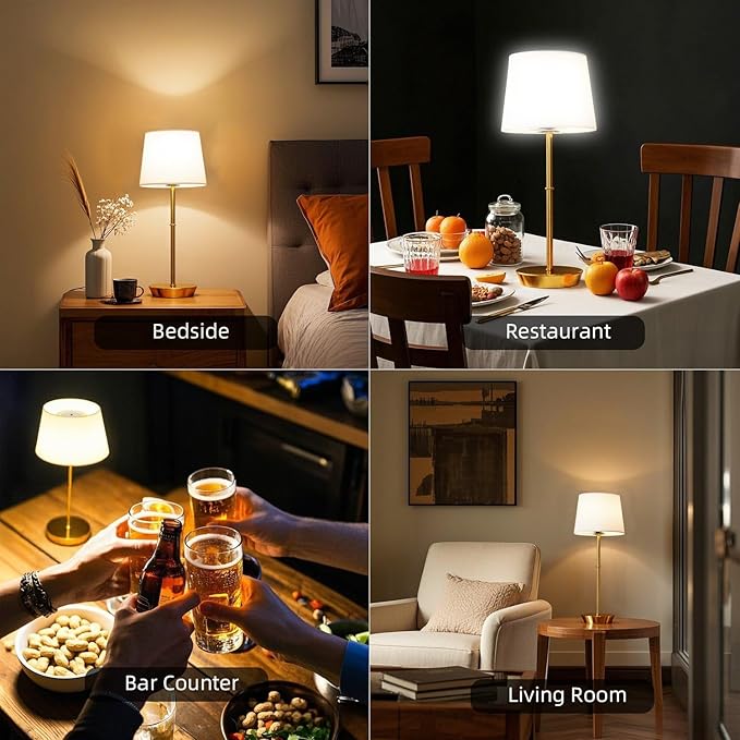 Cordless Table Lamp, 5000mAh Rechargeable Desk Lamp with Dimmable Magnetic RGB Bulbs & Remote, Battery Operated Small Wireless Lamp for Bedside, Dining Table, Kitchen Counter, Living Room