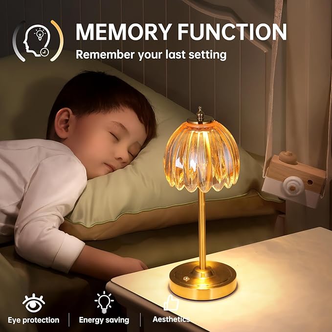 Set of 2 Tulip Table Lamp with 5000mAh Battery & Touch Control, Cordless Table Lamp with 3 Colors, Dimmable Rechargeable Table Lamps for Bedroom, Living Room, Entryways (Amber Tulip)