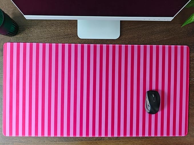 Pink Red Striped Desk Mat Cute Pastel XXL Large Gaming Mouse Pad Desk Pad Kawaii Aesthetic Cozy Keyboard Laptop Computer Mat Home Office Decor for Women
